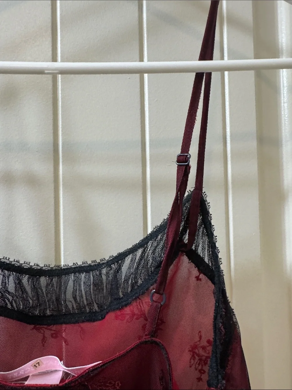 Victoria’s Secret Sheer Embroidered Red and Black Chemise Size XS